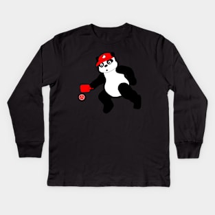 Panda Bear Pickleball Kids Long Sleeve T-Shirt